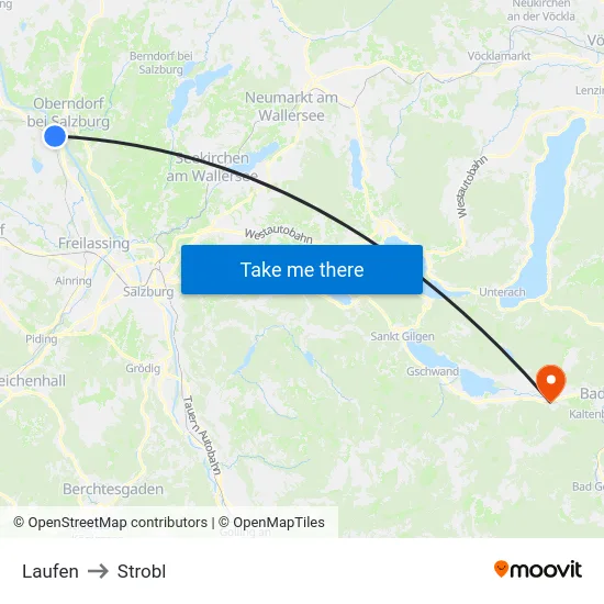 Laufen to Strobl map