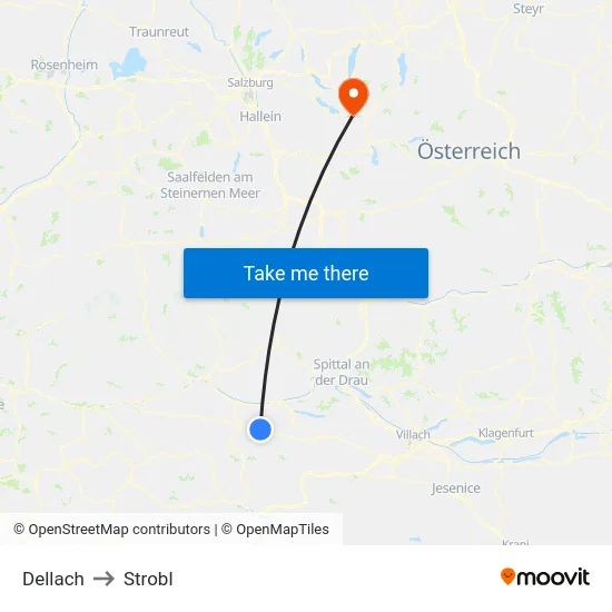 Dellach to Strobl map