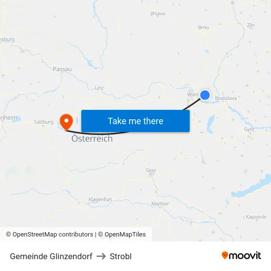 Gemeinde Glinzendorf to Strobl map