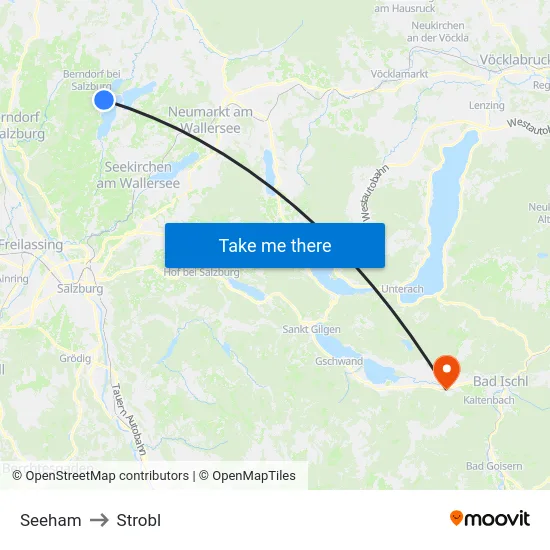 Seeham to Strobl map