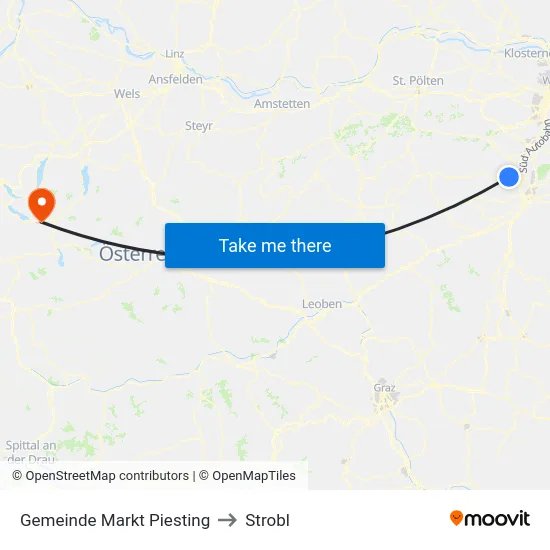 Gemeinde Markt Piesting to Strobl map
