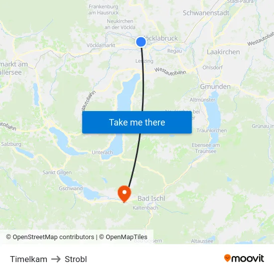 Timelkam to Strobl map