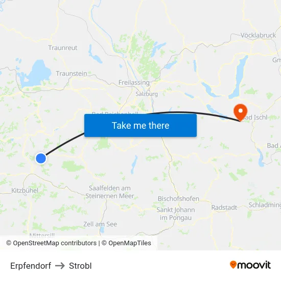 Erpfendorf to Strobl map