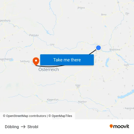 Döbling to Strobl map