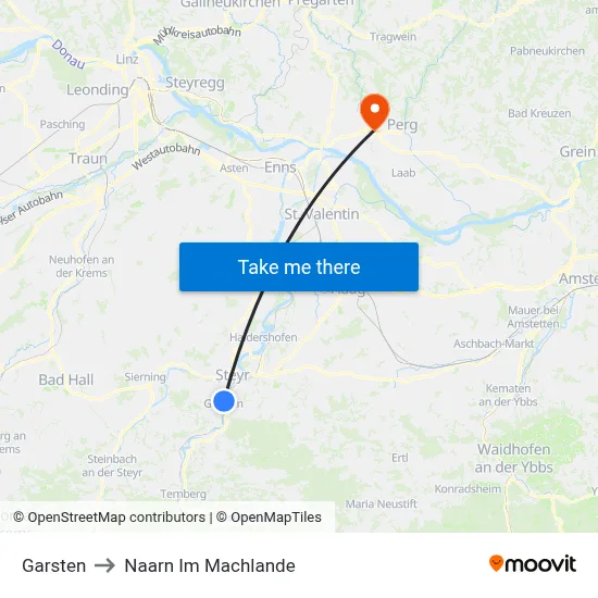 Garsten to Naarn Im Machlande map