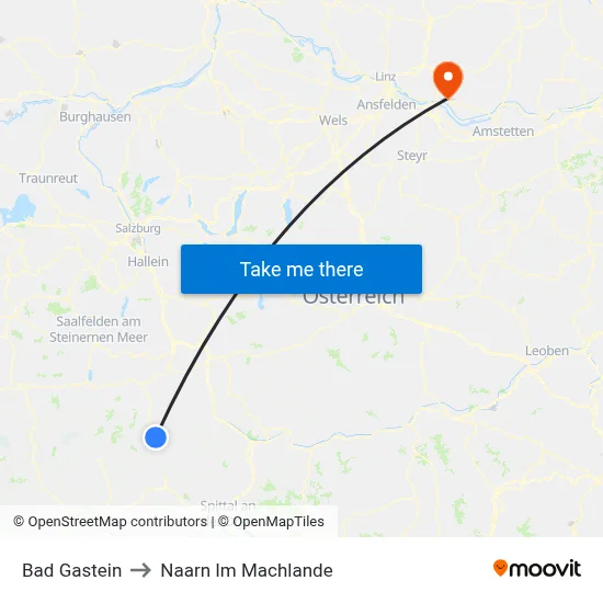 Bad Gastein to Naarn Im Machlande map