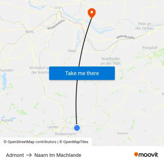 Admont to Naarn Im Machlande map