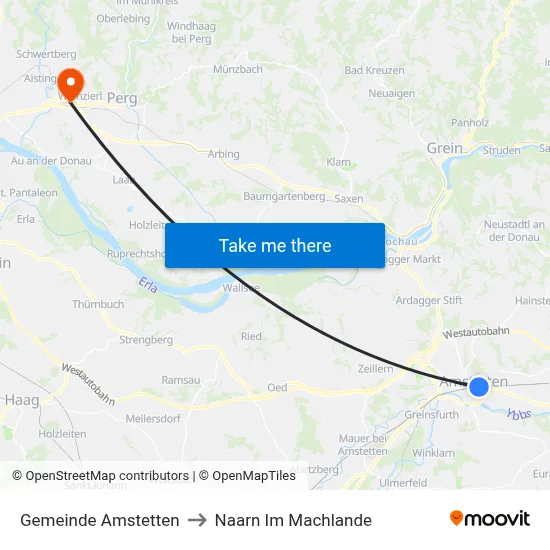 Gemeinde Amstetten to Naarn Im Machlande map