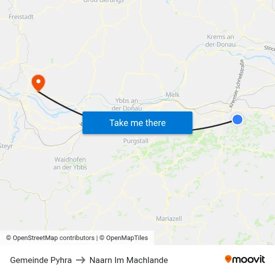 Gemeinde Pyhra to Naarn Im Machlande map