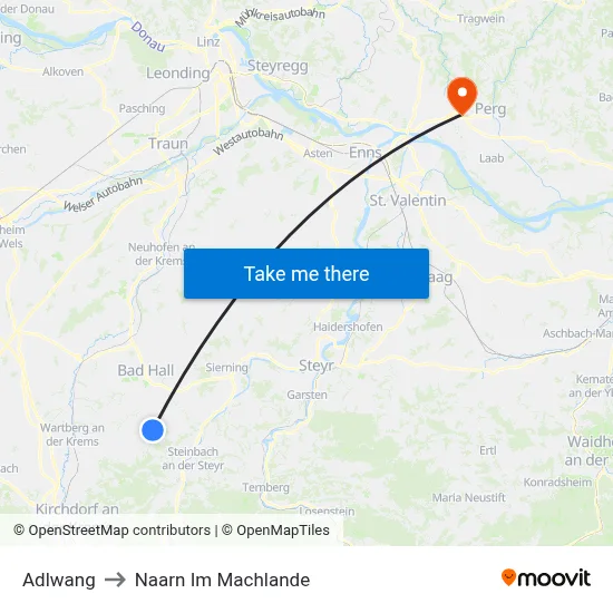Adlwang to Naarn Im Machlande map