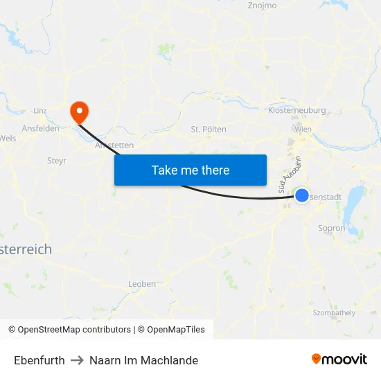 Ebenfurth to Naarn Im Machlande map