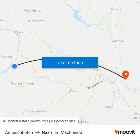 Antiesenhofen to Naarn Im Machlande map