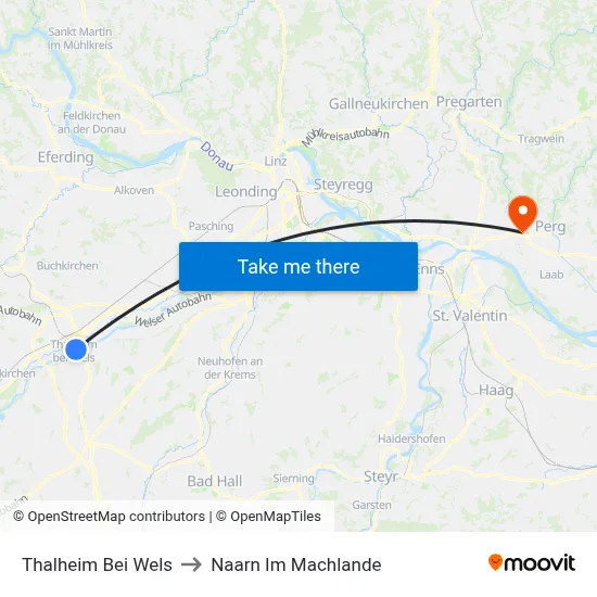 Thalheim Bei Wels to Naarn Im Machlande map