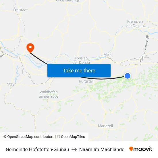 Gemeinde Hofstetten-Grünau to Naarn Im Machlande map