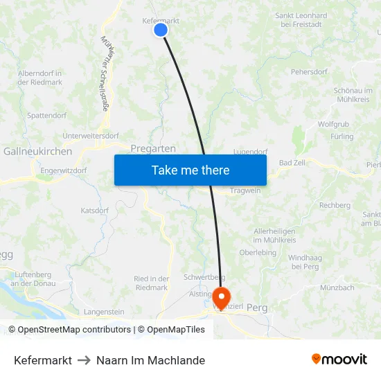 Kefermarkt to Naarn Im Machlande map