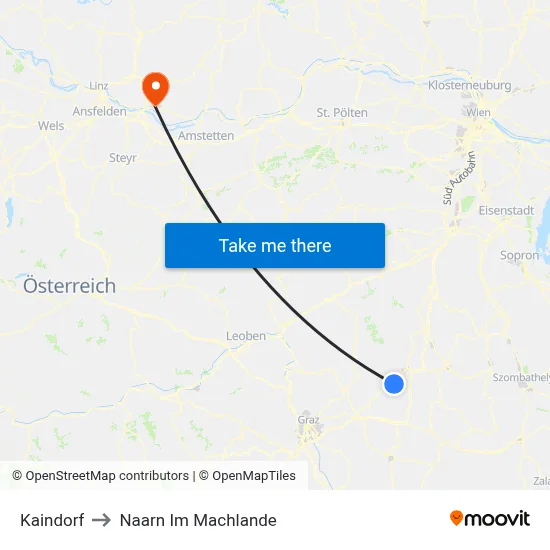Kaindorf to Naarn Im Machlande map