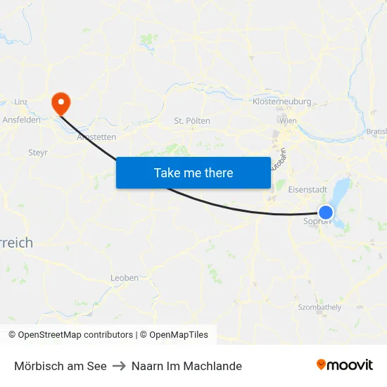 Mörbisch am See to Naarn Im Machlande map