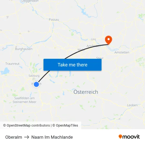 Oberalm to Naarn Im Machlande map