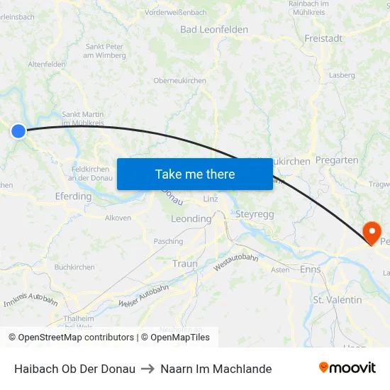 Haibach Ob Der Donau to Naarn Im Machlande map