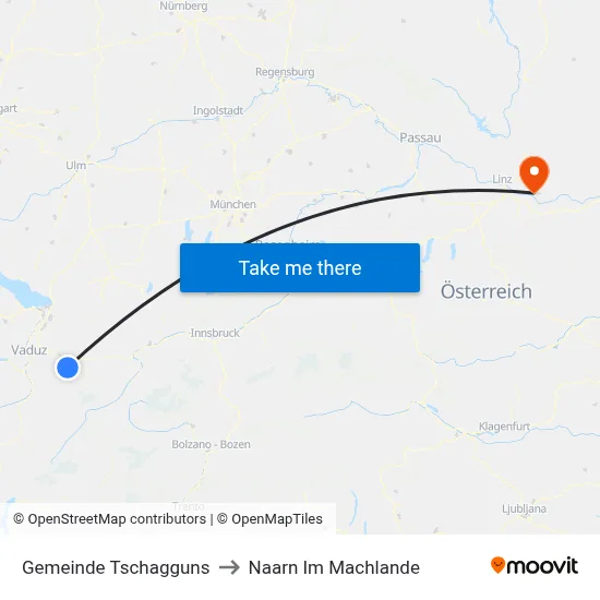 Gemeinde Tschagguns to Naarn Im Machlande map