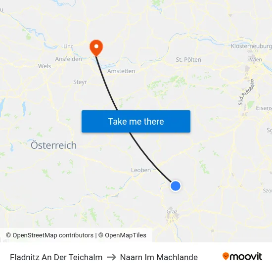 Fladnitz An Der Teichalm to Naarn Im Machlande map