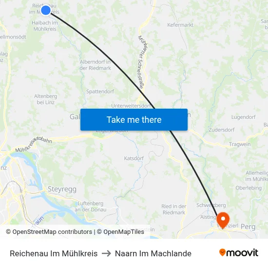 Reichenau Im Mühlkreis to Naarn Im Machlande map