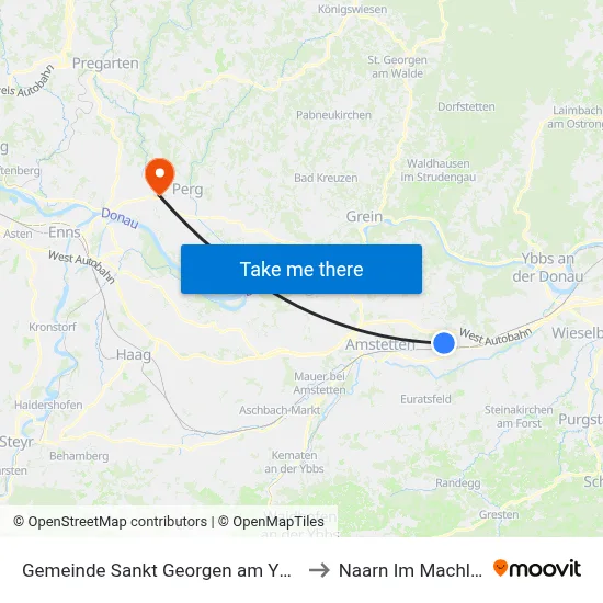 Gemeinde Sankt Georgen am Ybbsfelde to Naarn Im Machlande map