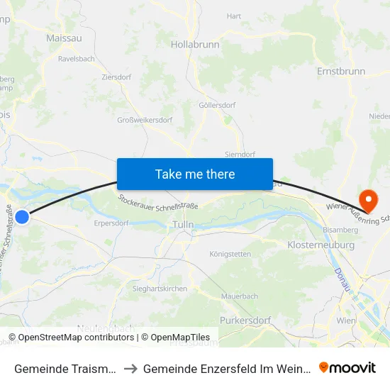 Gemeinde Traismauer to Gemeinde Enzersfeld Im Weinviertel map