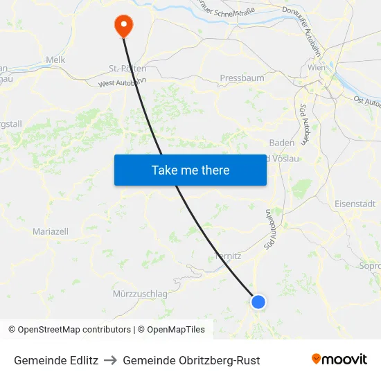 Gemeinde Edlitz to Gemeinde Obritzberg-Rust map