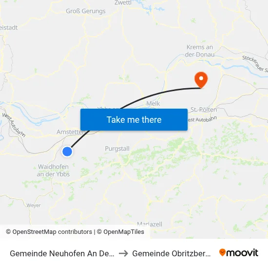 Gemeinde Neuhofen An Der Ybbs to Gemeinde Obritzberg-Rust map
