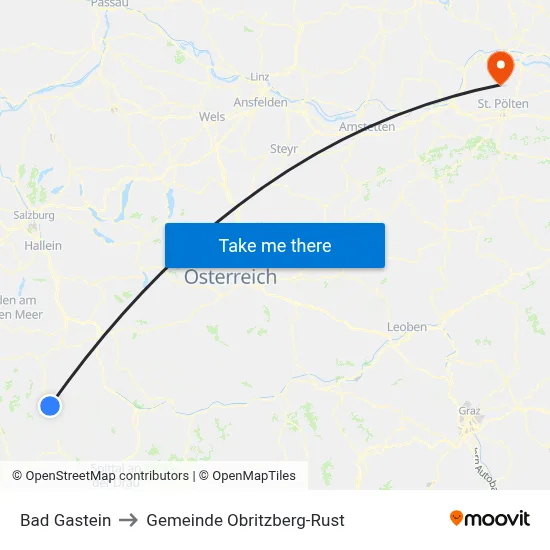 Bad Gastein to Gemeinde Obritzberg-Rust map