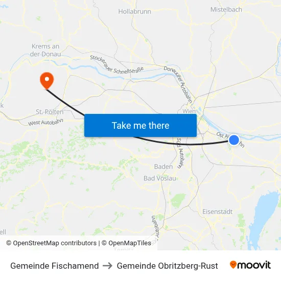Gemeinde Fischamend to Gemeinde Obritzberg-Rust map