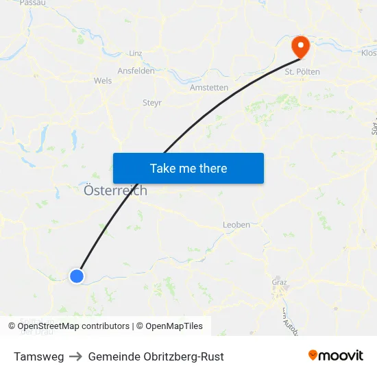 Tamsweg to Gemeinde Obritzberg-Rust map