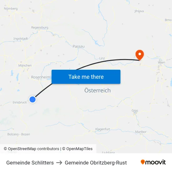 Gemeinde Schlitters to Gemeinde Obritzberg-Rust map