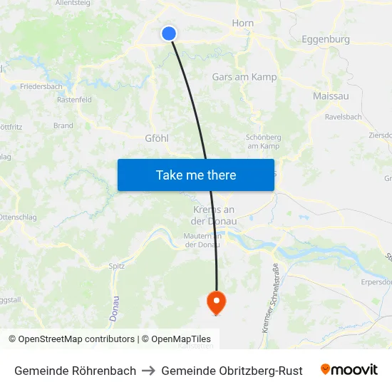 Gemeinde Röhrenbach to Gemeinde Obritzberg-Rust map