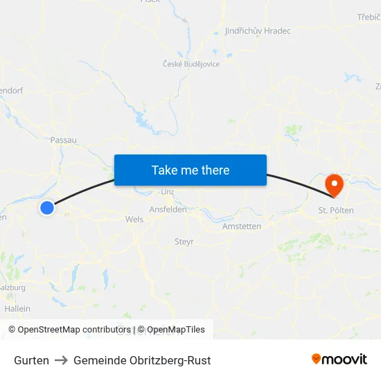 Gurten to Gemeinde Obritzberg-Rust map