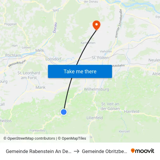 Gemeinde Rabenstein An Der Pielach to Gemeinde Obritzberg-Rust map