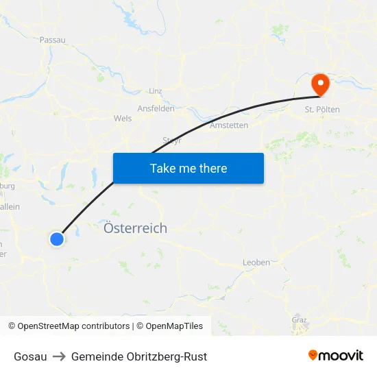 Gosau to Gemeinde Obritzberg-Rust map