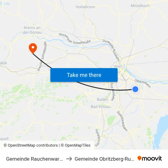 Gemeinde Rauchenwarth to Gemeinde Obritzberg-Rust map