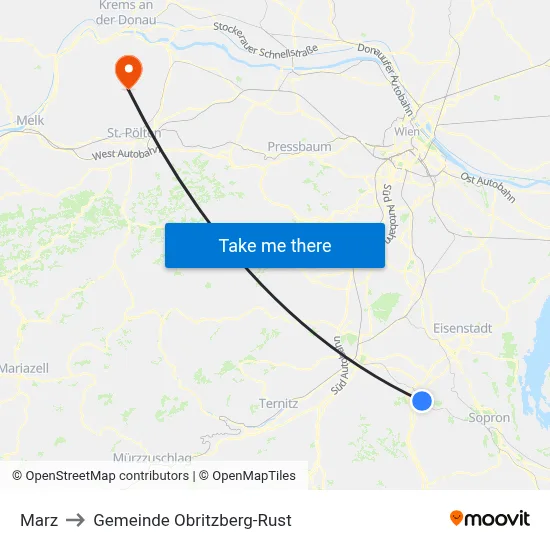 Marz to Gemeinde Obritzberg-Rust map