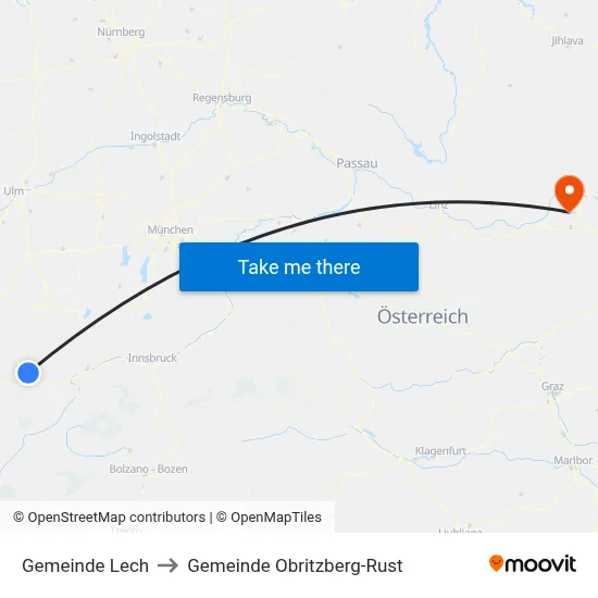Gemeinde Lech to Gemeinde Obritzberg-Rust map