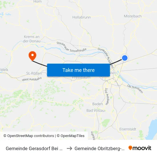 Gemeinde Gerasdorf Bei Wien to Gemeinde Obritzberg-Rust map