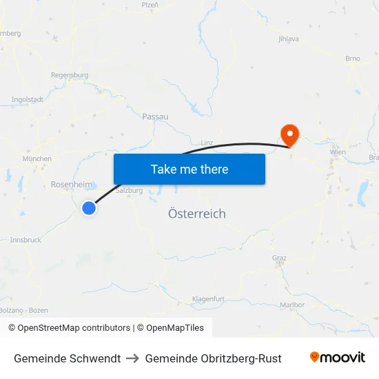 Gemeinde Schwendt to Gemeinde Obritzberg-Rust map