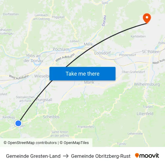 Gemeinde Gresten-Land to Gemeinde Obritzberg-Rust map