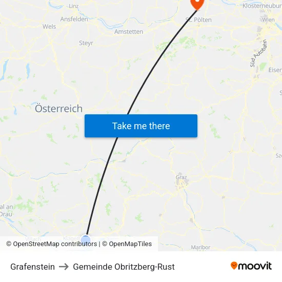 Grafenstein to Gemeinde Obritzberg-Rust map