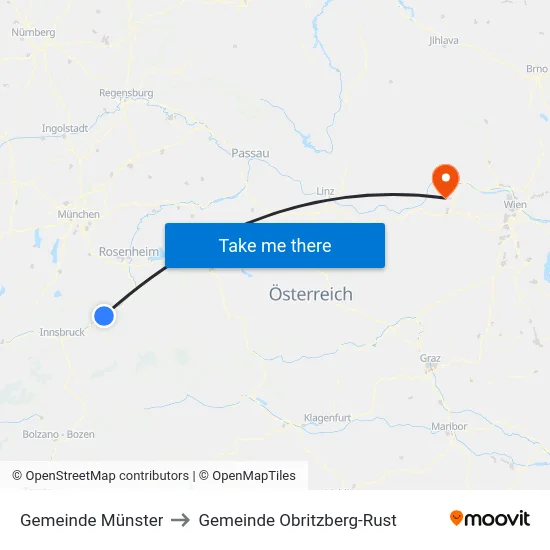 Gemeinde Münster to Gemeinde Obritzberg-Rust map