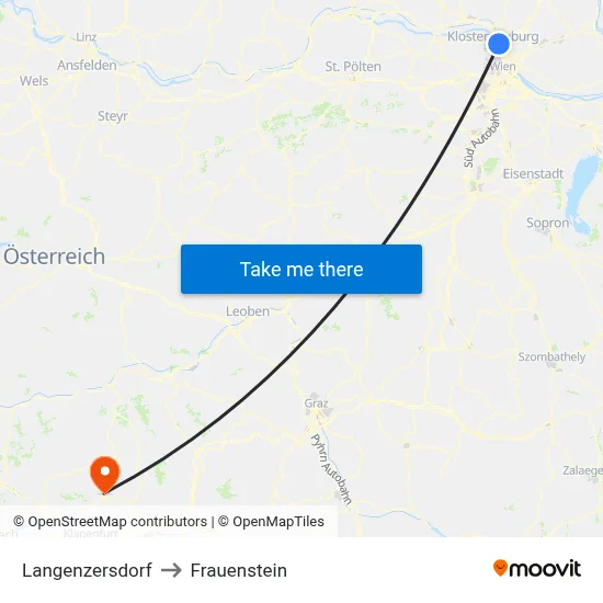 Langenzersdorf to Frauenstein map