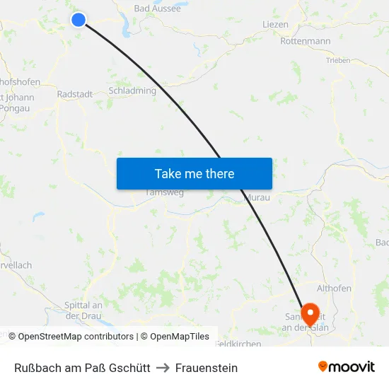 Rußbach am Paß Gschütt to Frauenstein map