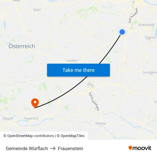 Gemeinde Würflach to Frauenstein map