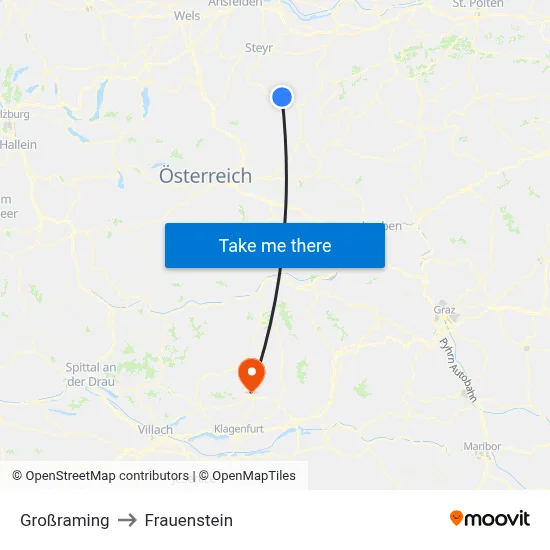 Großraming to Frauenstein map